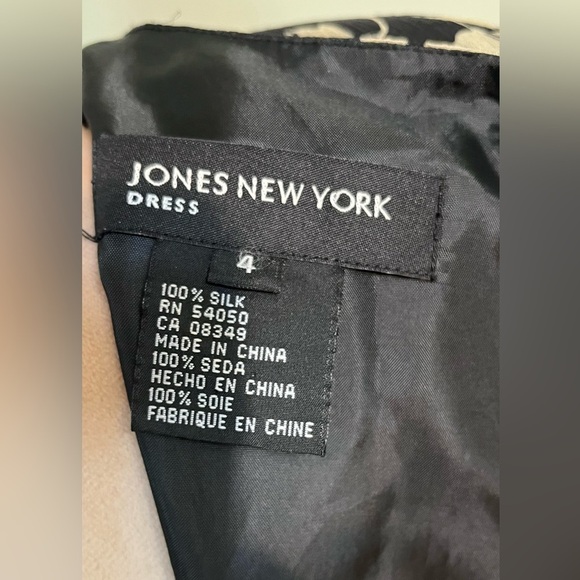 Jones New York Black Floral Baby Doll VTG   Silk Grudge Y2K Sheath Midi Dress 4 - Picture 12 of 15